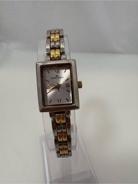 Anne Klein Two-Tone Gold and Silver Rectangular Bracelet Watch